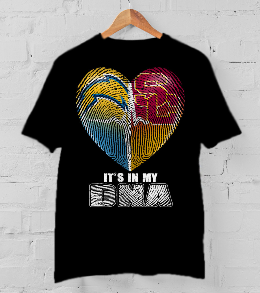 It's In My Dna Chargers Usc Fingerprint Heart T-Shirt
