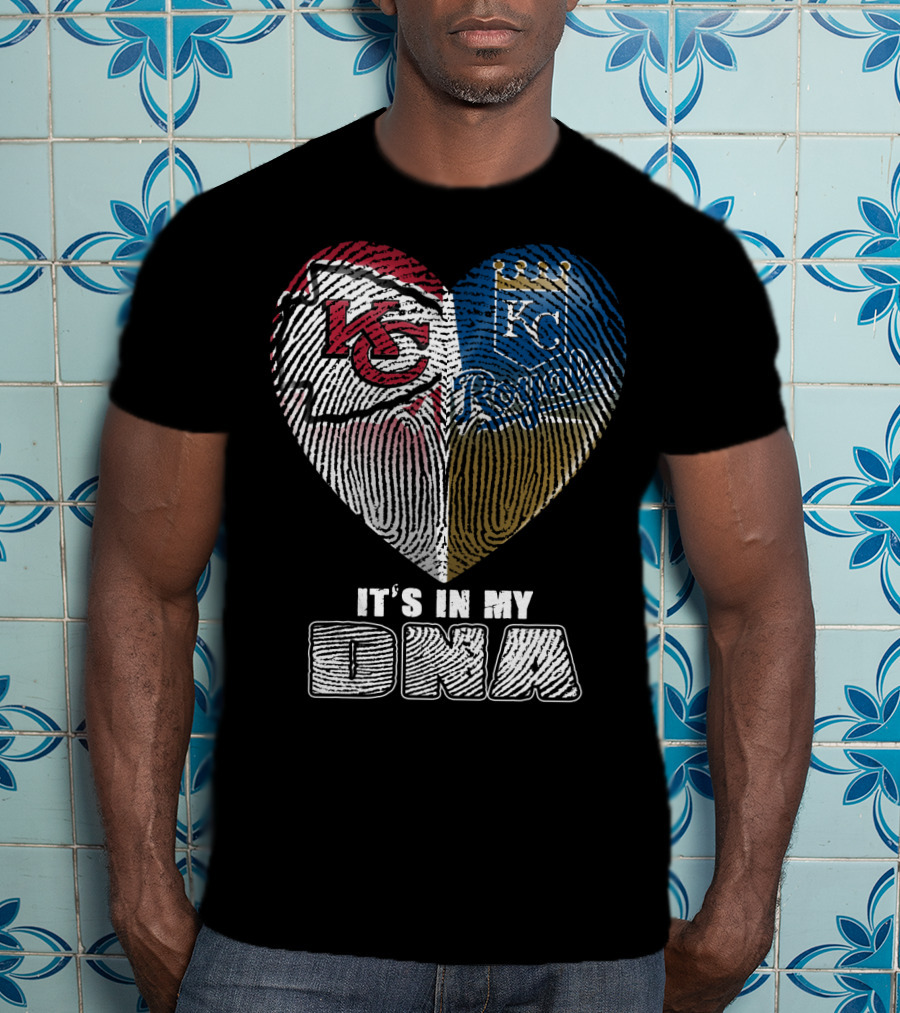 It's In My Dna Kansas City Chiefs Royals Heart Fingerprint T-Shirt