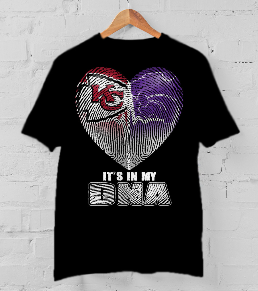 It's In My Dna Kc Chiefs K-State Wildcats Heart T-Shirt