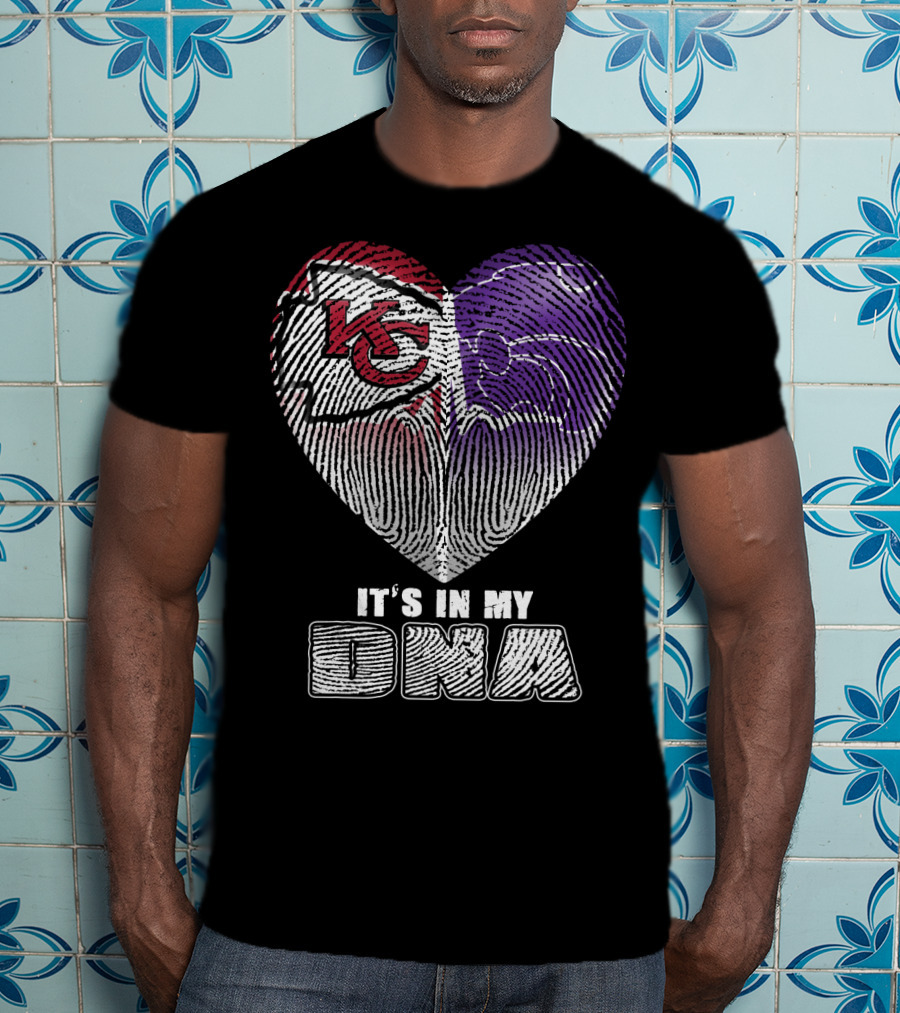 It's In My Dna Kc Chiefs K-State Wildcats Heart T-Shirt
