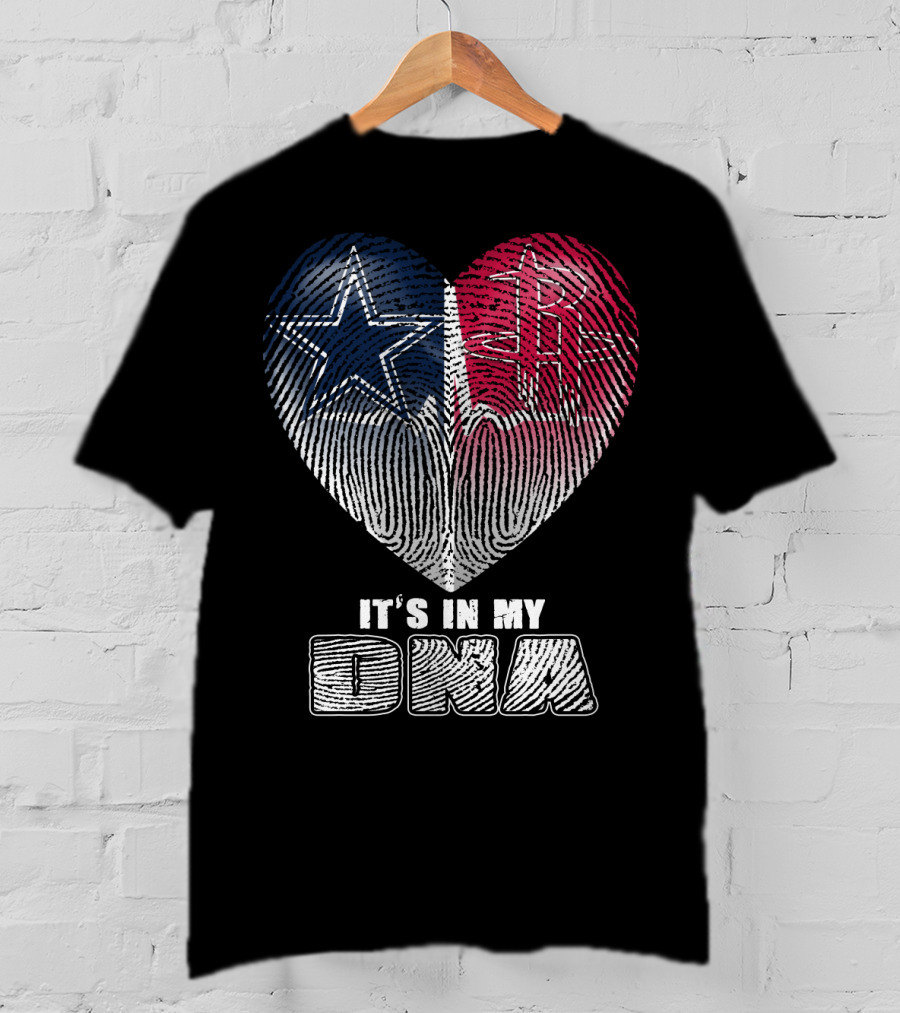 It's In My Dna Dallas Houston Heart Fingerprint T-Shirt