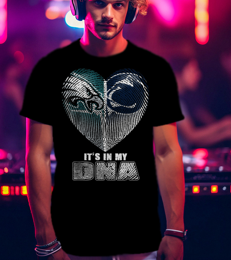It's In My Dna Eagles Penn State Heart Fingerprint T-Shirt