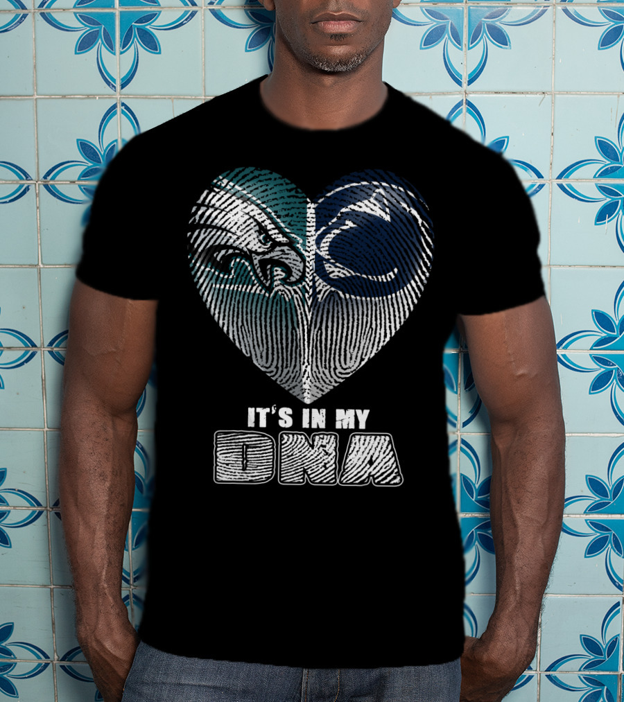 It's In My Dna Eagles Penn State Heart Fingerprint T-Shirt