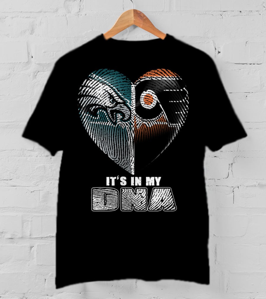 Eagles Flyers It's In My Dna Heart Fingerprint T-Shirt