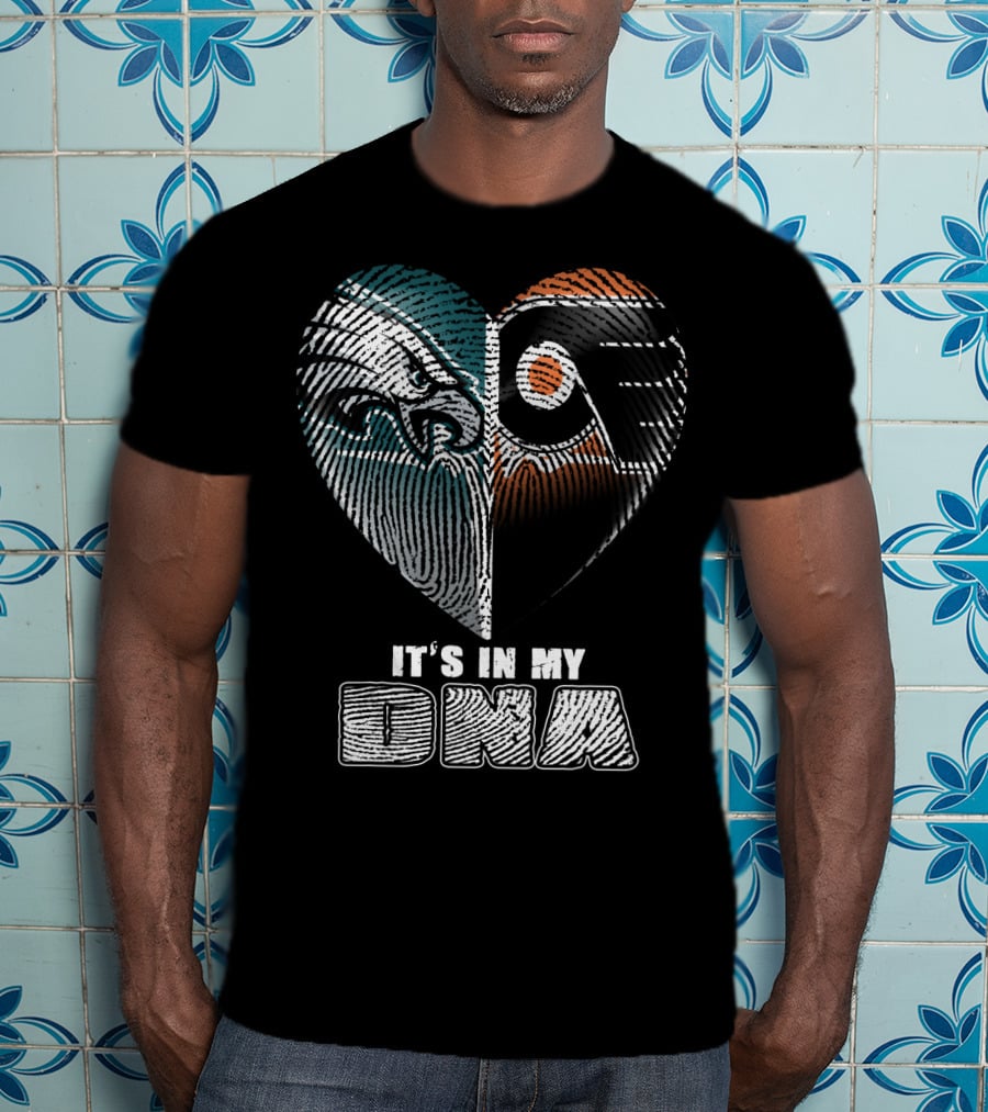 Eagles Flyers It's In My Dna Heart Fingerprint T-Shirt