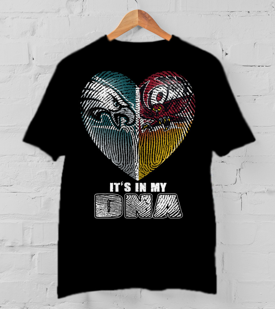 It's In My Dna Eagles Hurricanes Heart Fingerprint T-Shirt
