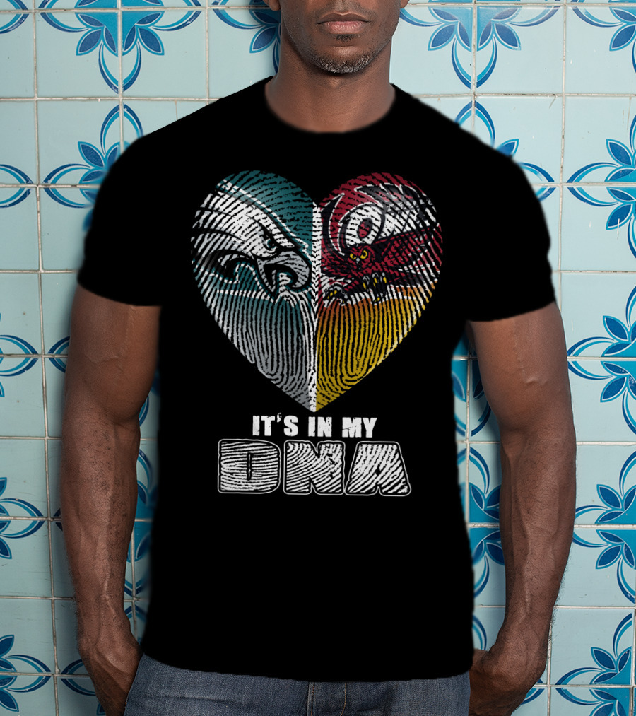 It's In My Dna Eagles Hurricanes Heart Fingerprint T-Shirt