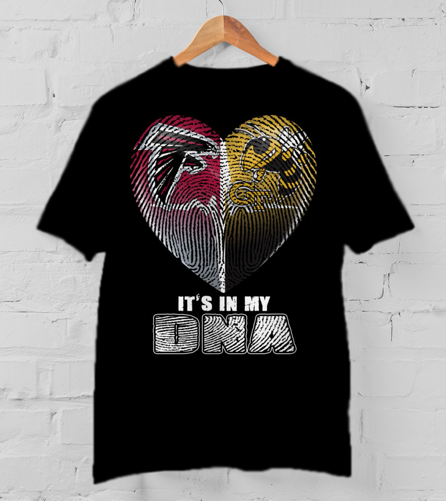 It's In My Dna Falcons Georgia Tech Heart Fingerprint T-Shirt