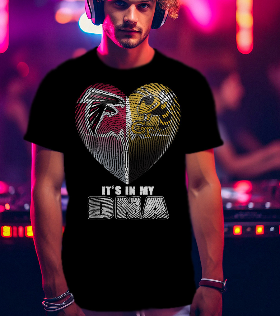 It's In My Dna Falcons Georgia Tech Heart Fingerprint T-Shirt