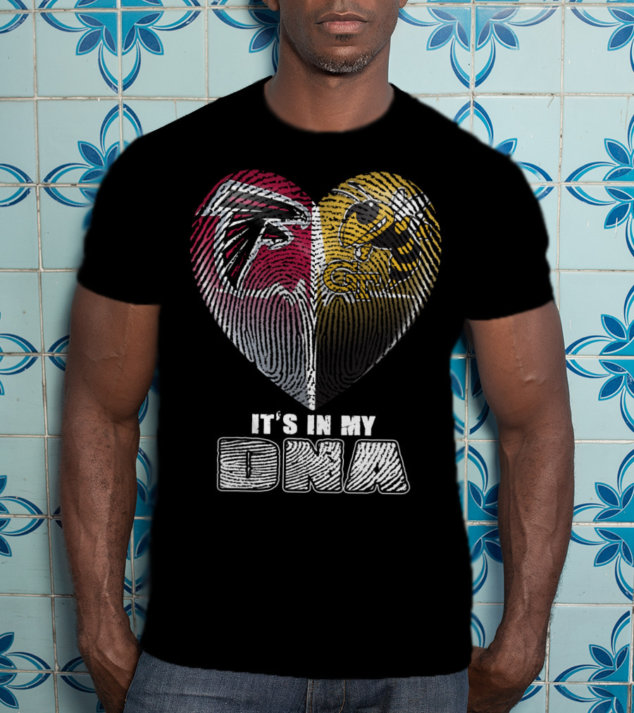 It's In My Dna Falcons Georgia Tech Heart Fingerprint T-Shirt
