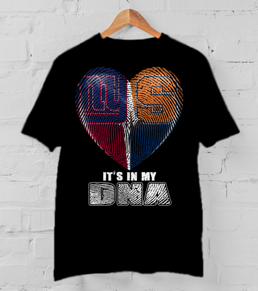 It's In My Dna New York Giants Syracuse Football Heart Fingerprint T-Shirt