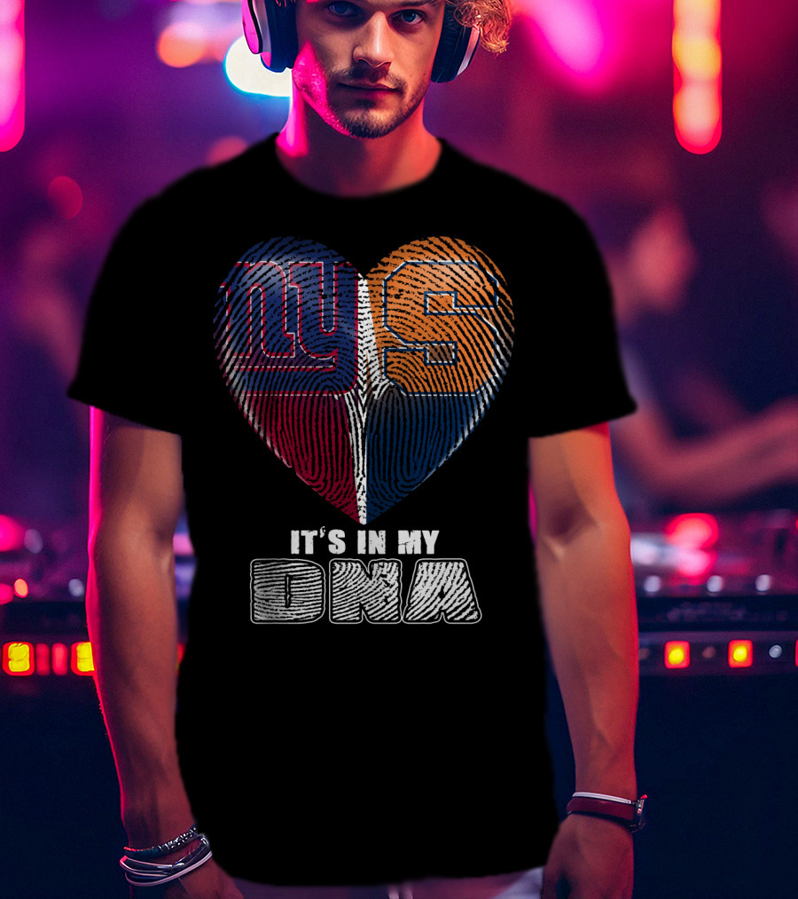 It's In My Dna New York Giants Syracuse Football Heart Fingerprint T-Shirt