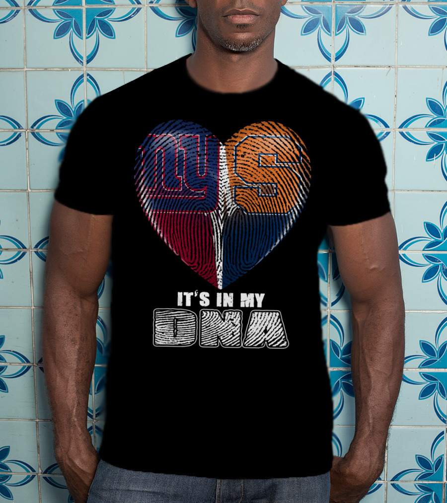 It's In My Dna New York Giants Syracuse Football Heart Fingerprint T-Shirt