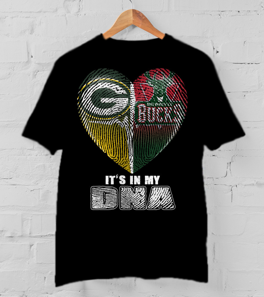 Green Bay Packers Milwaukee Bucks It's In My Dna T-Shirt