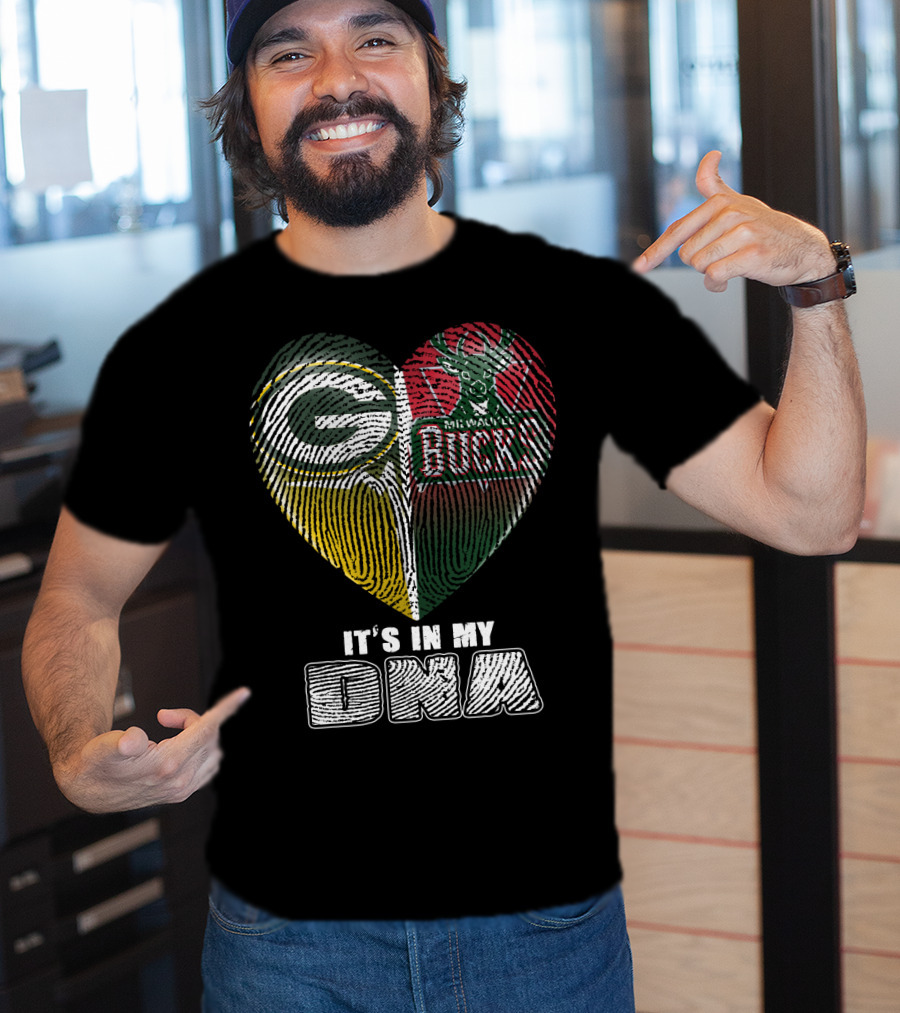 Green Bay Packers Milwaukee Bucks It's In My Dna T-Shirt
