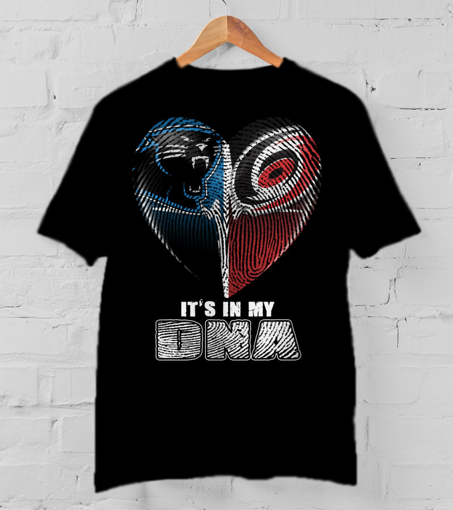 Carolina Panthers And Hurricanes It's In My Dna Heartprint T-Shirt