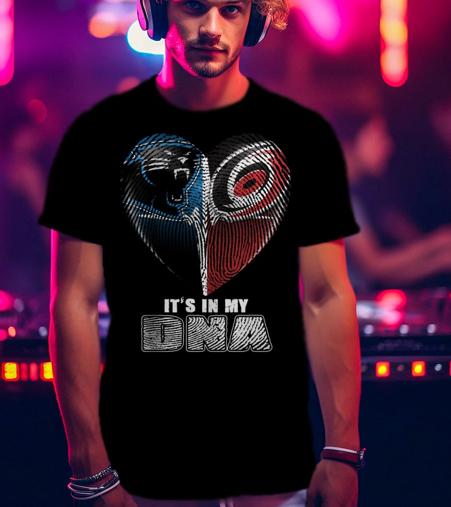 Carolina Panthers And Hurricanes It's In My Dna Heartprint T-Shirt