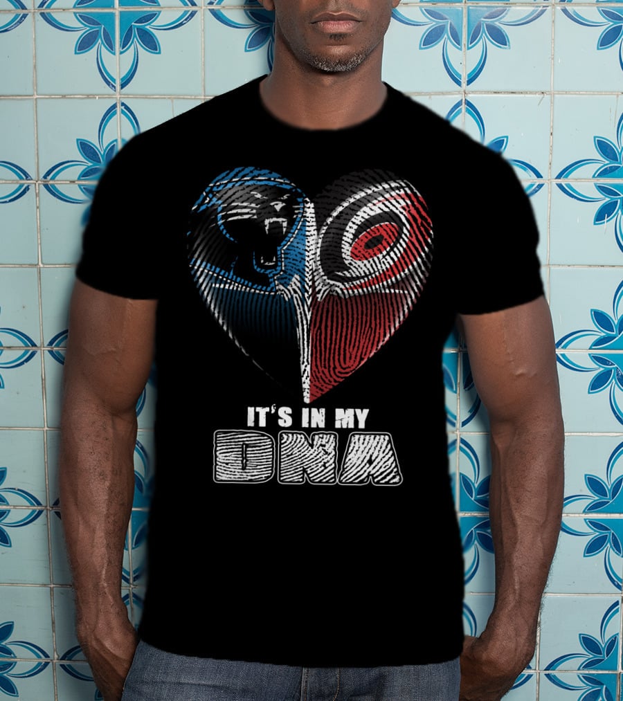 Carolina Panthers And Hurricanes It's In My Dna Heartprint T-Shirt