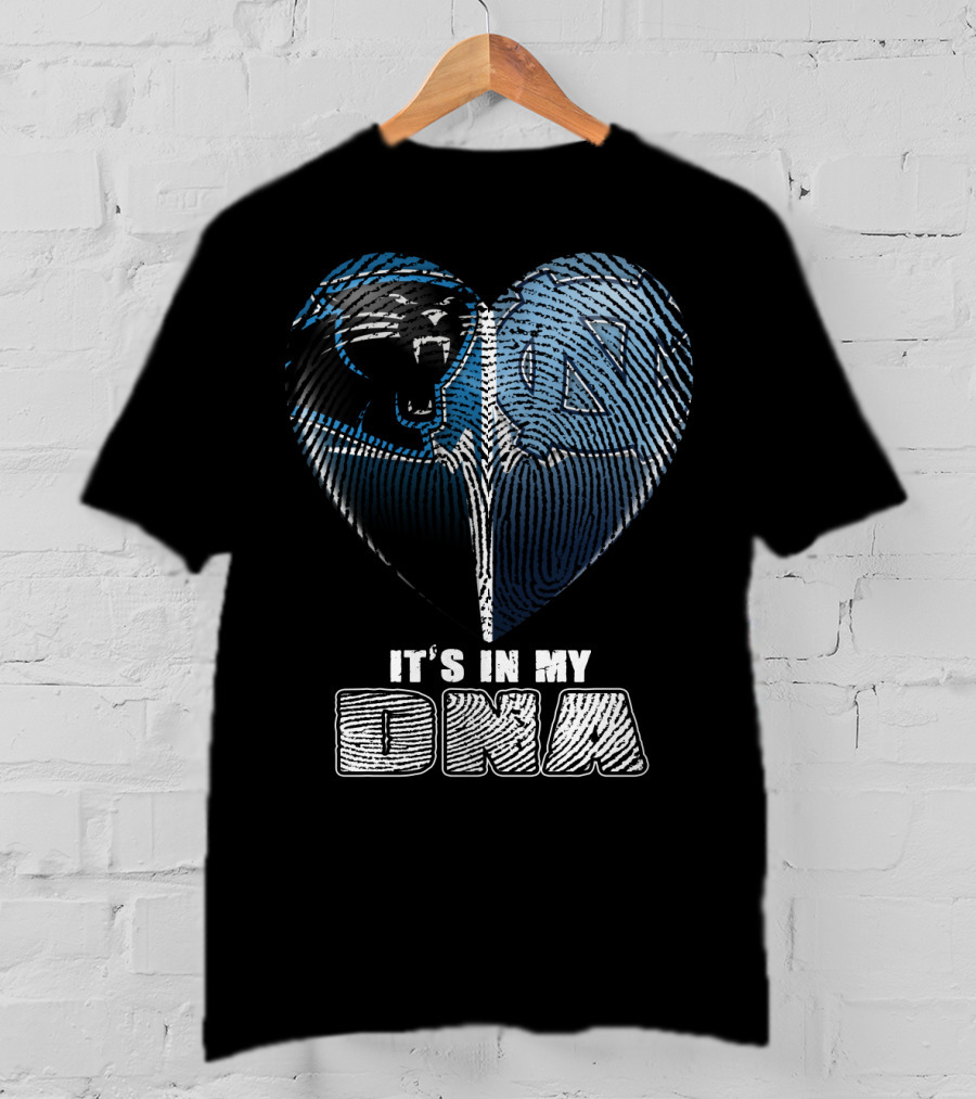 It's In My Dna Carolina Panthers North Carolina Tar Heels Heart Fingerprint T-Shirt