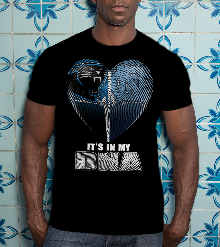 It's In My Dna Carolina Panthers North Carolina Tar Heels Heart Fingerprint T-Shirt