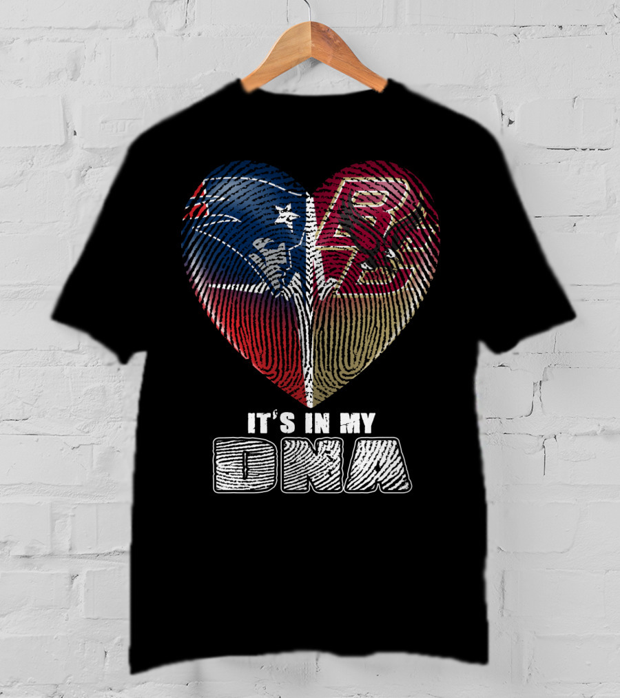 It's In My Dna Patriots Boston College Heart Fingerprint T-Shirt