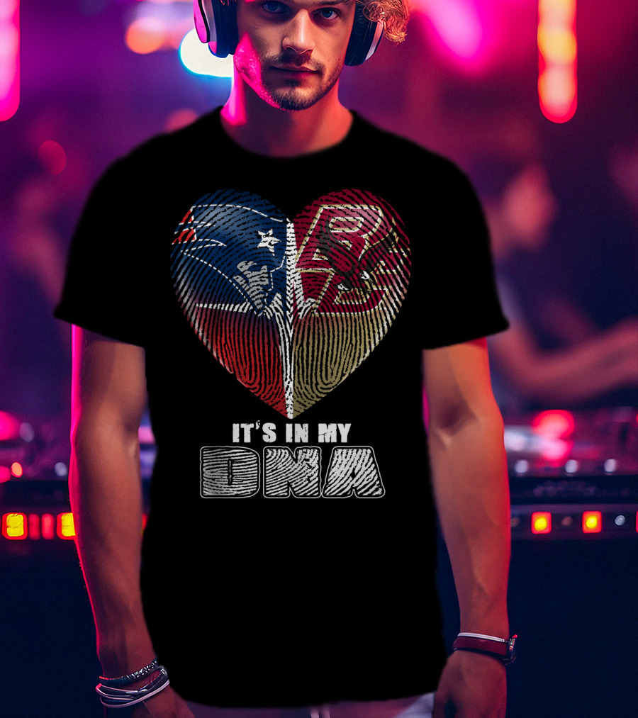 It's In My Dna Patriots Boston College Heart Fingerprint T-Shirt