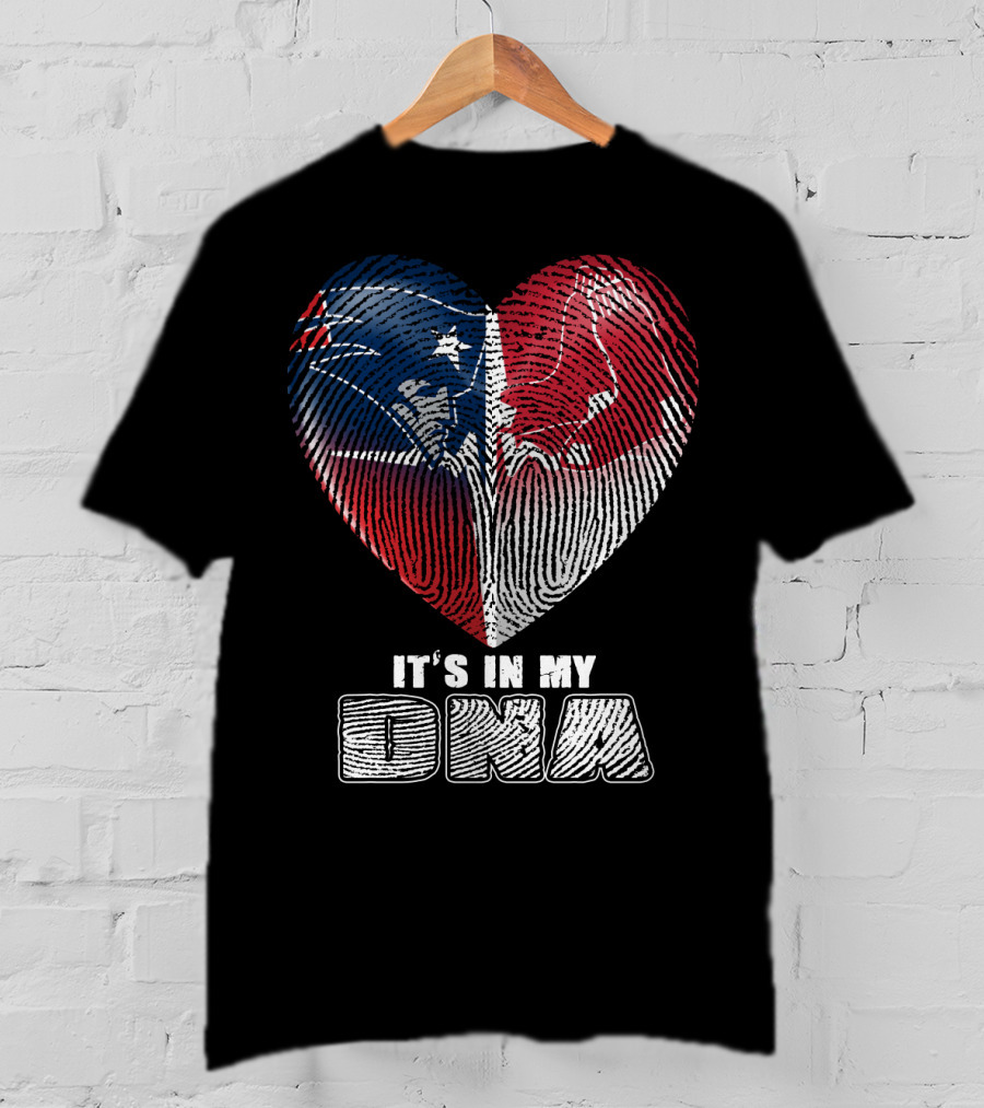 It's In My Dna Patriots Red Sox Heart Fingerprint T-Shirt