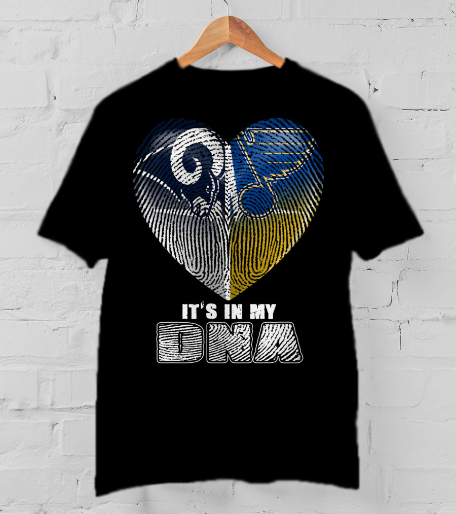 It's In My Dna Rams Blues Heart Fingerprint T-Shirt