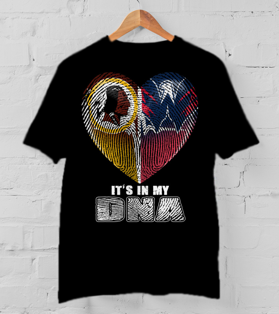 It's In My Dna Washington Football And Wizards Heart Fingerprint T-Shirt