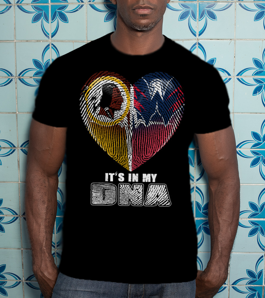 It's In My Dna Washington Football And Wizards Heart Fingerprint T-Shirt