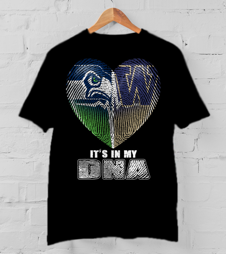 It's In My Dna Seahawks Huskies Heart T-Shirt