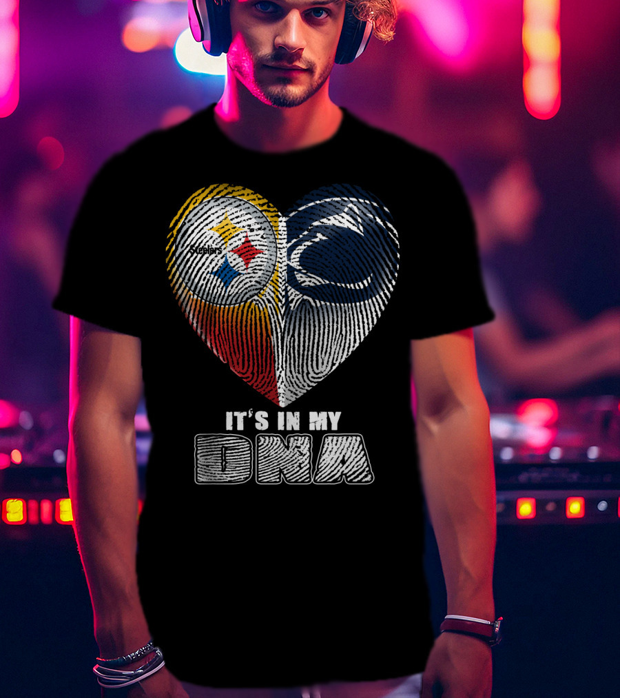 It's In My Dna Steelers Penn State Heart Fingerprint T-Shirt