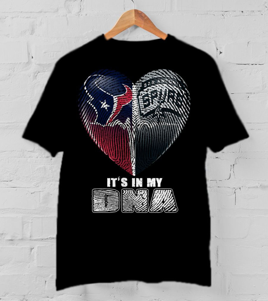 It's In My Dna Houston Texas San Antonio Spurs Heart Fingerprint T-Shirt