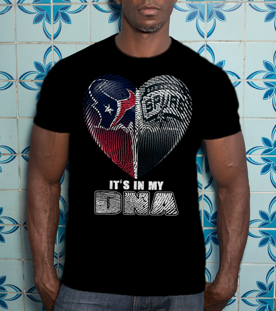 It's In My Dna Houston Texas San Antonio Spurs Heart Fingerprint T-Shirt