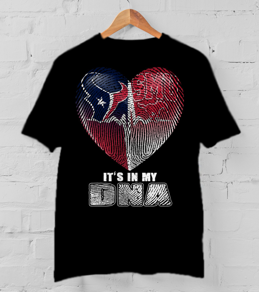 Houston Texans And Smu Heart It's In My Dna T-Shirt