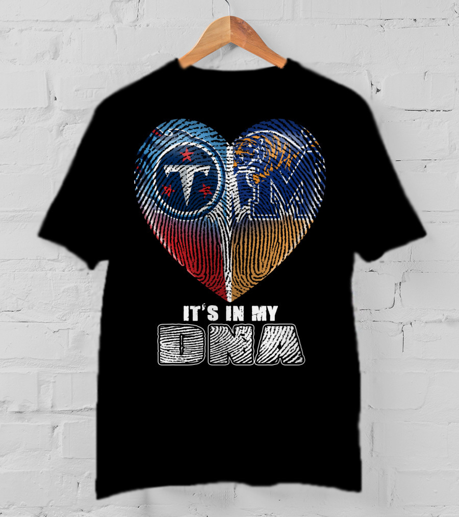 It's In My Dna Tennessee Titans Memphis Tigers Fingerprint Heart T-Shirt