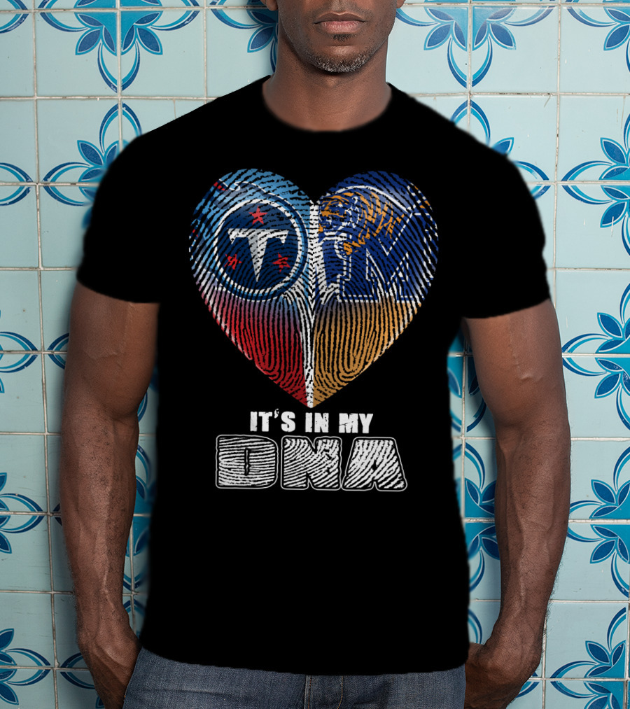 It's In My Dna Tennessee Titans Memphis Tigers Fingerprint Heart T-Shirt