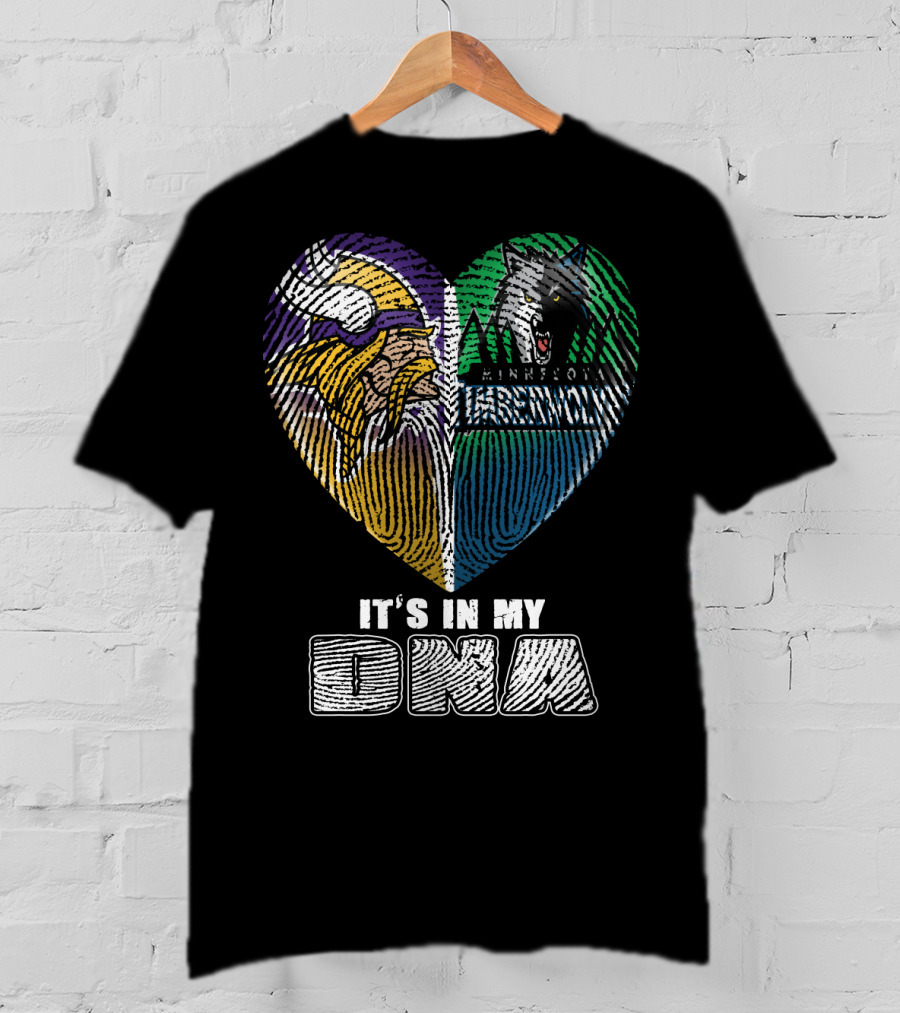 It's In My Dna Minnesota Vikings Timberwolves Heart Fingerprint T-Shirt