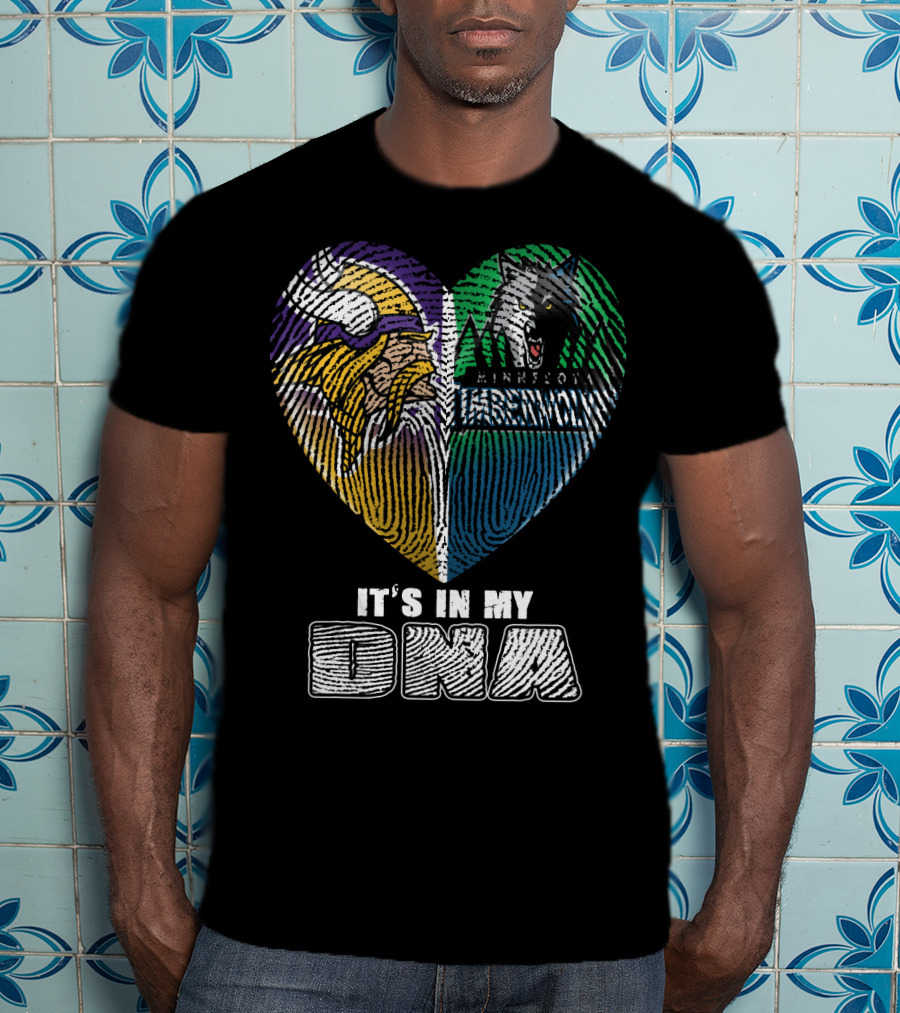 It's In My Dna Minnesota Vikings Timberwolves Heart Fingerprint T-Shirt
