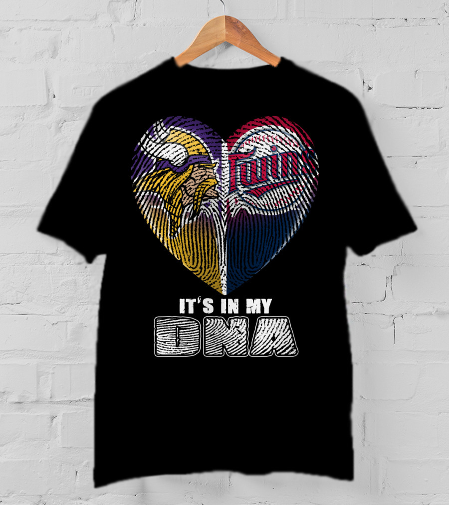 Vikings Twins Fingerprint Heart It's In My Dna T-Shirt