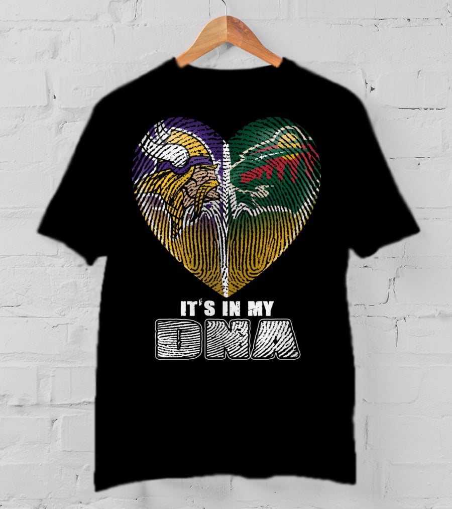 It's In My Dna Minnesota Vikings Wild Heart Fingerprint T-Shirt