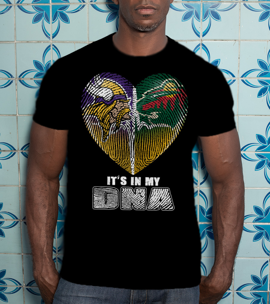 It's In My Dna Minnesota Vikings Wild Heart Fingerprint T-Shirt