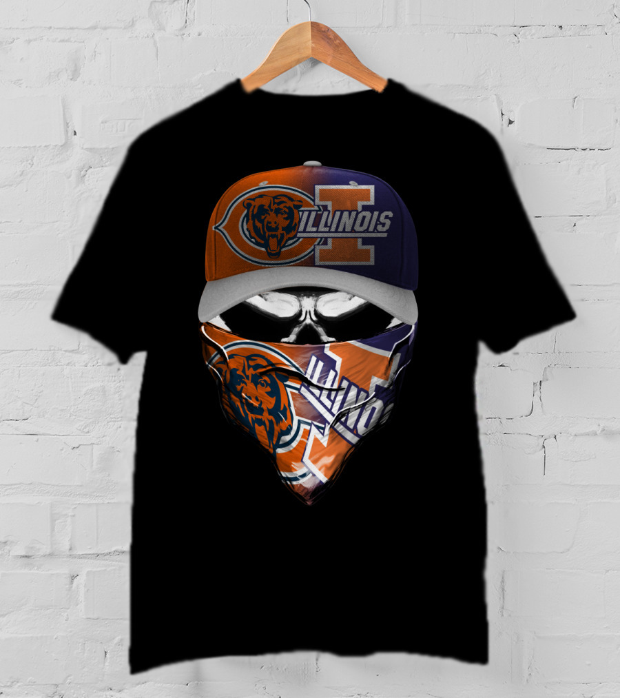 Chicago Bears Illinois Fan Mask Hat T-Shirt