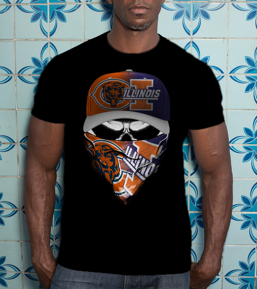 Chicago Bears Illinois Fan Mask Hat T-Shirt
