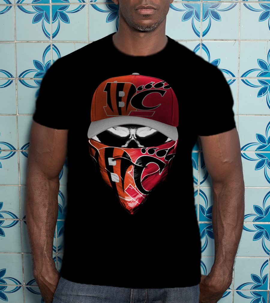 Bengals Skull Mask And Cap T-Shirt