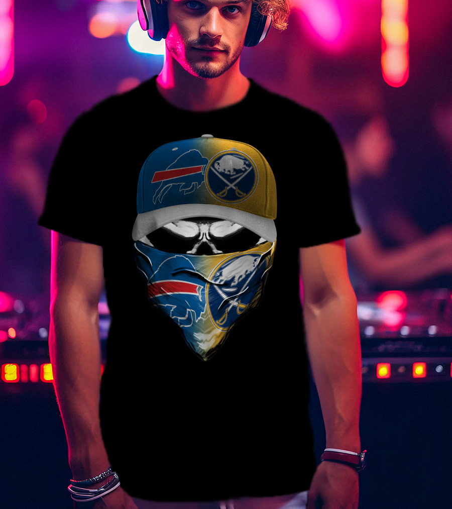 Buffalo Sabres Skull With Hat And Bandana T-Shirt