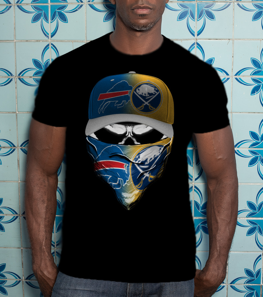Buffalo Sabres Skull With Hat And Bandana T-Shirt