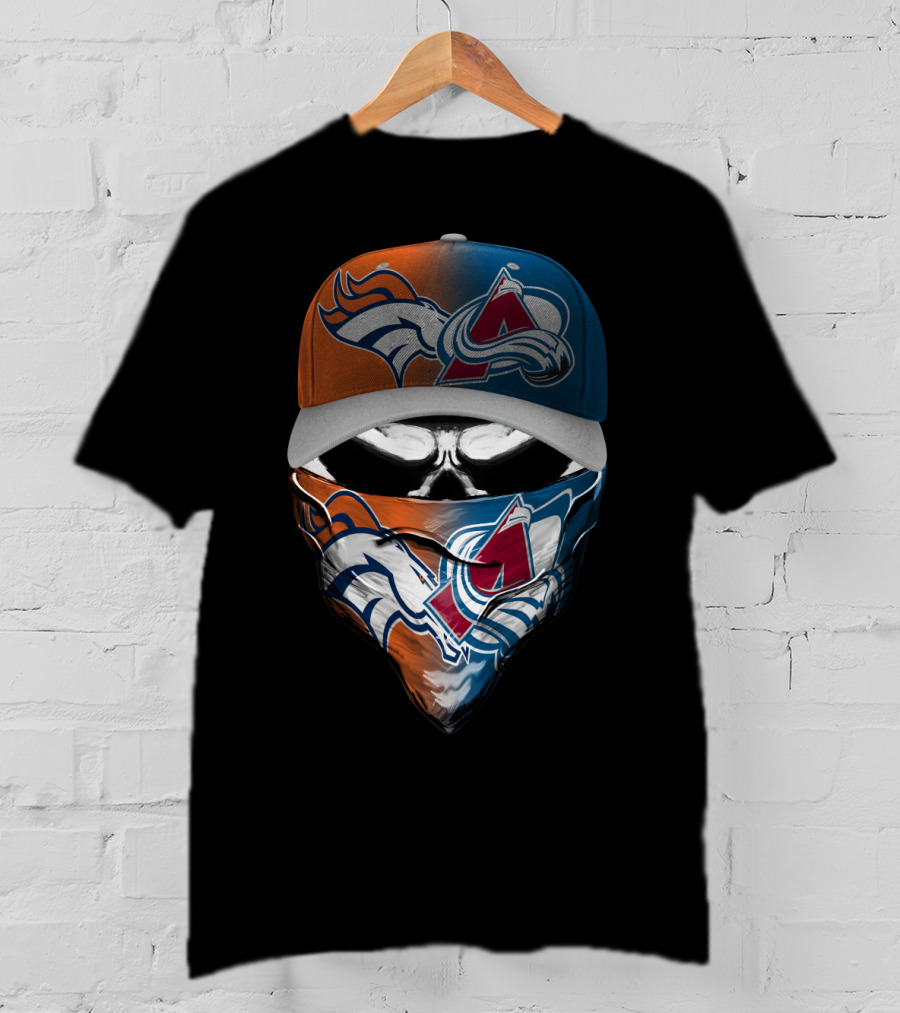 Denver Broncos And Colorado Avalanche Sports Mask Halloween T-Shirt
