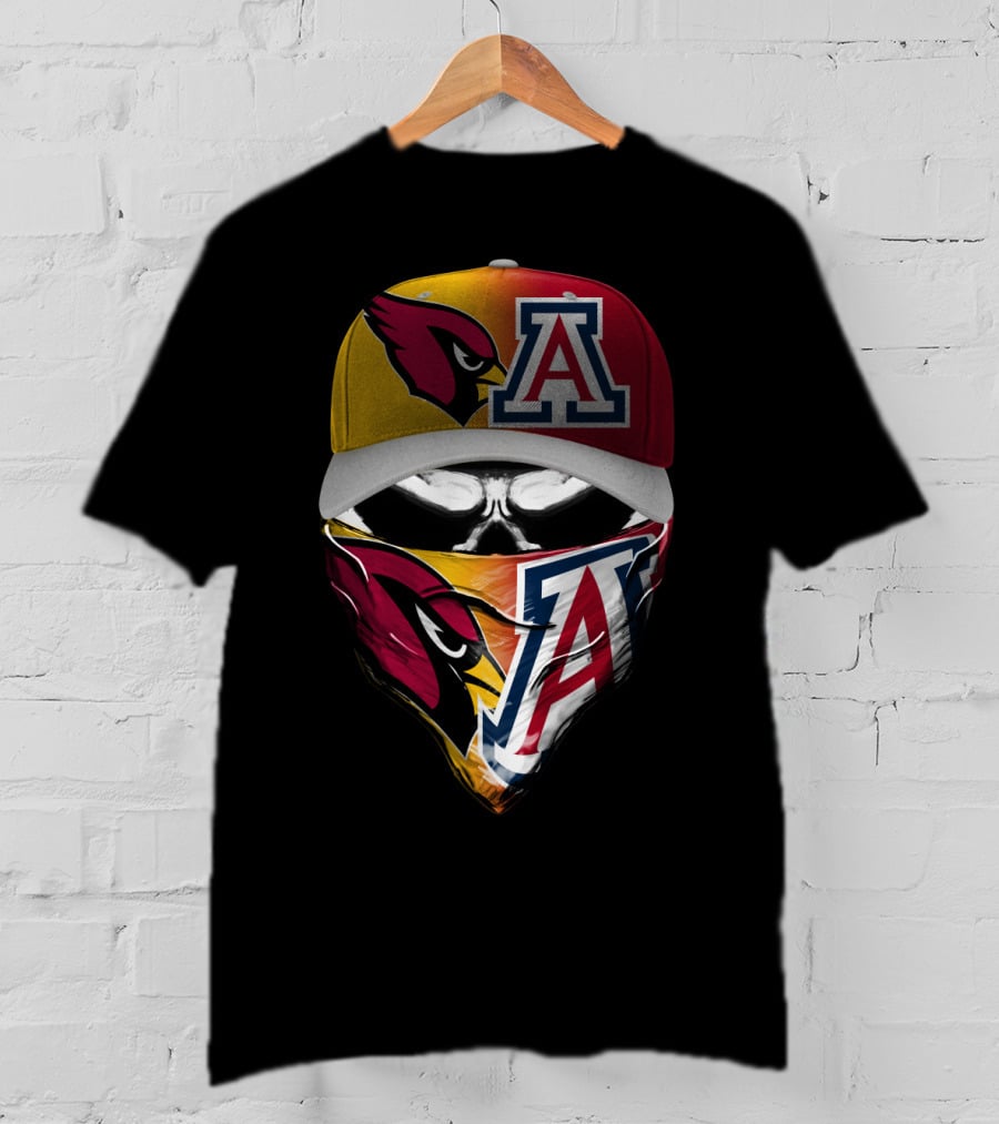 Arizona Cardinals And University Of Arizona Wildcats Fan Mask 'Skum 031' T-Shirt