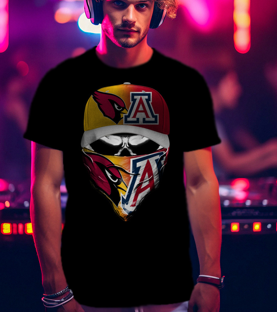 Arizona Cardinals And University Of Arizona Wildcats Fan Mask 'Skum 031' T-Shirt